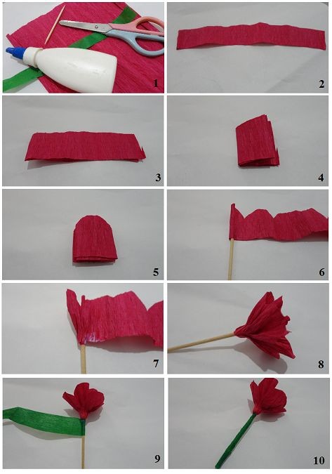 hacer rosas de papel crepÃ© faciles 7