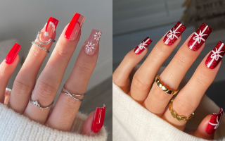 Uñas navideñas Con Rojo Y Blanco