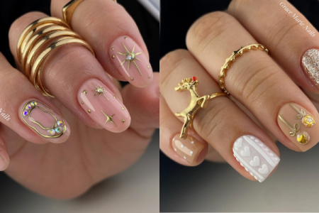 Uñas Con Diseños Color Oro