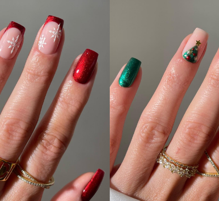 Uñas Navideñas Sencillas