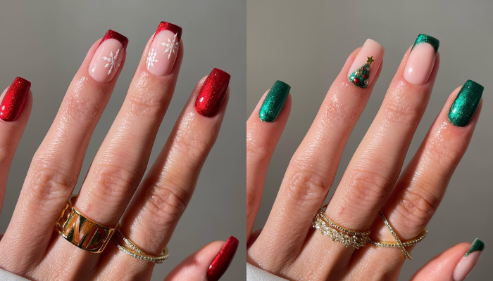 Uñas Navideñas Sencillas