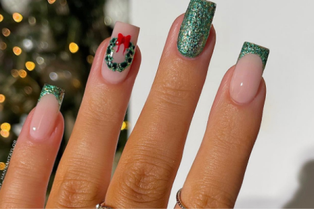 Uñas Navideñas Verdes