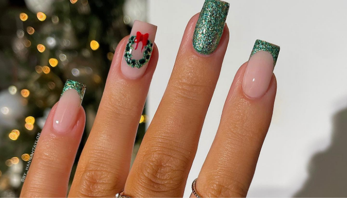 Uñas Navideñas Verdes