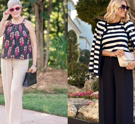 Outfits Con Pantalones Anchos Para Mujeres De 50