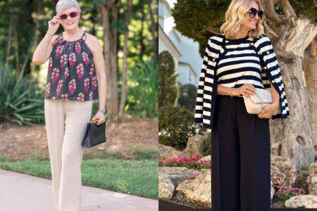 Outfits Con Pantalones Anchos Para Mujeres De 50