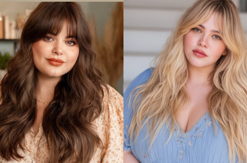Cabello Largo Con Flequillo Cortina Para Cara Redonda